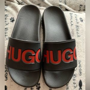 Unisex Hugo black and red slides, sandals size Men’s 41 Authentic made in Italy